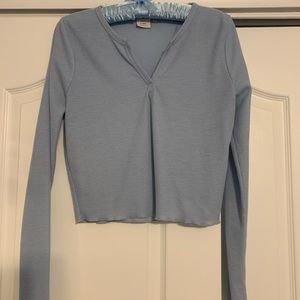 Light blue waffle knit long sleeve
